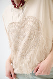Kikisix t-shirt donna sabbia con cuore ricamo