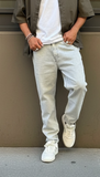 Pont jeans denim uomo cropped overdyed ice