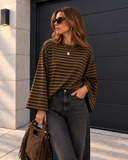 Maglia a righe collo rotondo verde