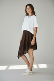 Kikisix donna gonna asimmetrica in pizzo con doppia balza moro