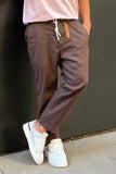 pantalone uomo in lino moro