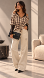 You Decide Donna CAMICIA CHECK CON INSERTO IN PIZZO