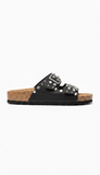 ciabatta donna  flat con strass e borchie