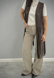 Pont pantalone donna in velluto sabbia