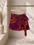 Kikisix gonna corta donna pareo  con nodo viola e arancio