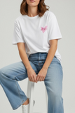 T-shirt donna con ricamo cuore rosa
