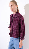 Kikisix camicia donna crop in velluto a quadri