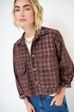 Kikisix camicia donna crop con tasconi velluto moro