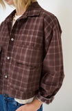 Kikisix camicia donna crop con tasconi velluto moro