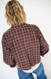 Kikisix camicia donna crop con tasconi velluto moro