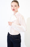 Kikisix blusa donna con fiocco in voile
