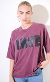 kikisix t-shirt donna over manica corta stampa love prugna