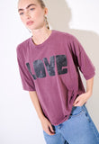 kikisix t-shirt donna over manica corta stampa love prugna