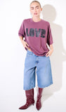 kikisix t-shirt donna over manica corta stampa love prugna