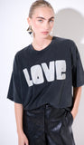 Kikisix t-shirt donna over manica corta stampa love grigio