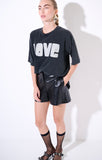 Kikisix t-shirt donna over manica corta stampa love grigio