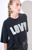 Kikisix t-shirt donna over manica corta stampa love grigio