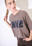 Kikisix t-shirt donna over manica corta stampa love moro