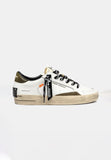 Crime London Sneakers Uomo bassa bianca con tallone verde militare