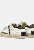 Crime London Sneakers Uomo bassa bianca con tallone verde militare