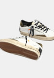 Crime London Sneakers Uomo bassa bianca con tallone verde militare