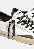 Crime London Sneakers Uomo bassa bianca con tallone verde militare