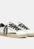 Crime London Sneakers Uomo bassa bianca con tallone verde militare