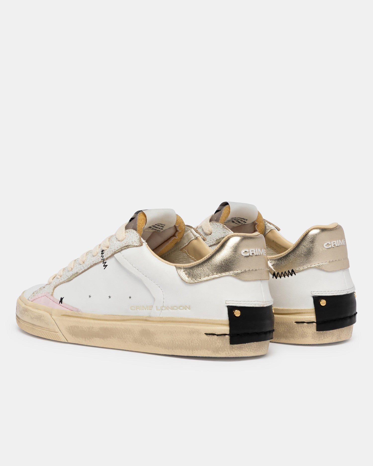Crime london sneakers donna in pelle modello distressed colore bianco