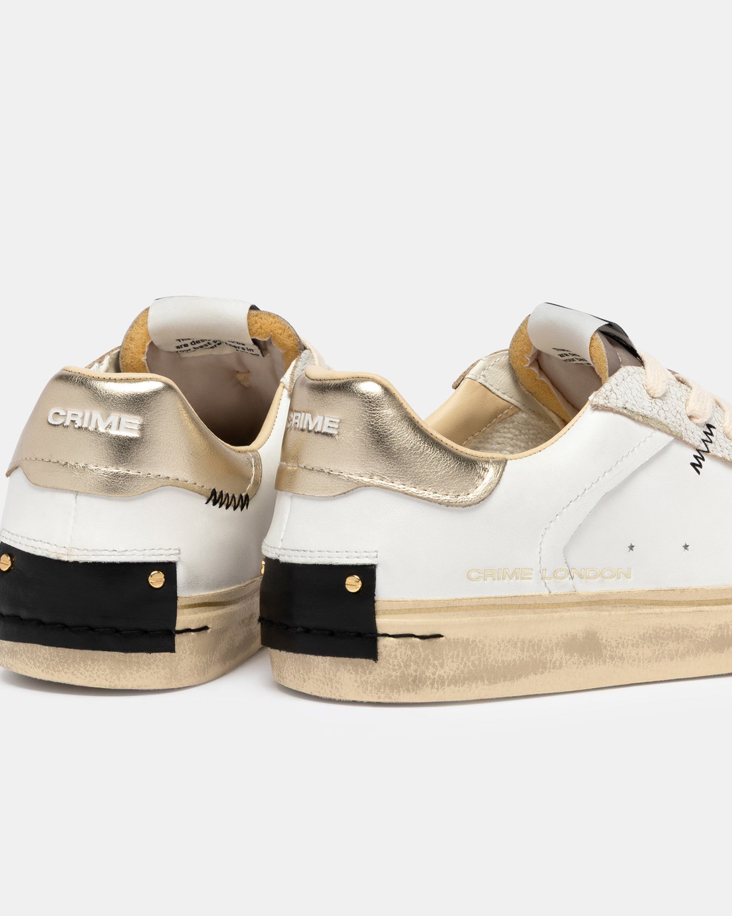 Crime london sneakers donna in pelle modello distressed colore bianco
