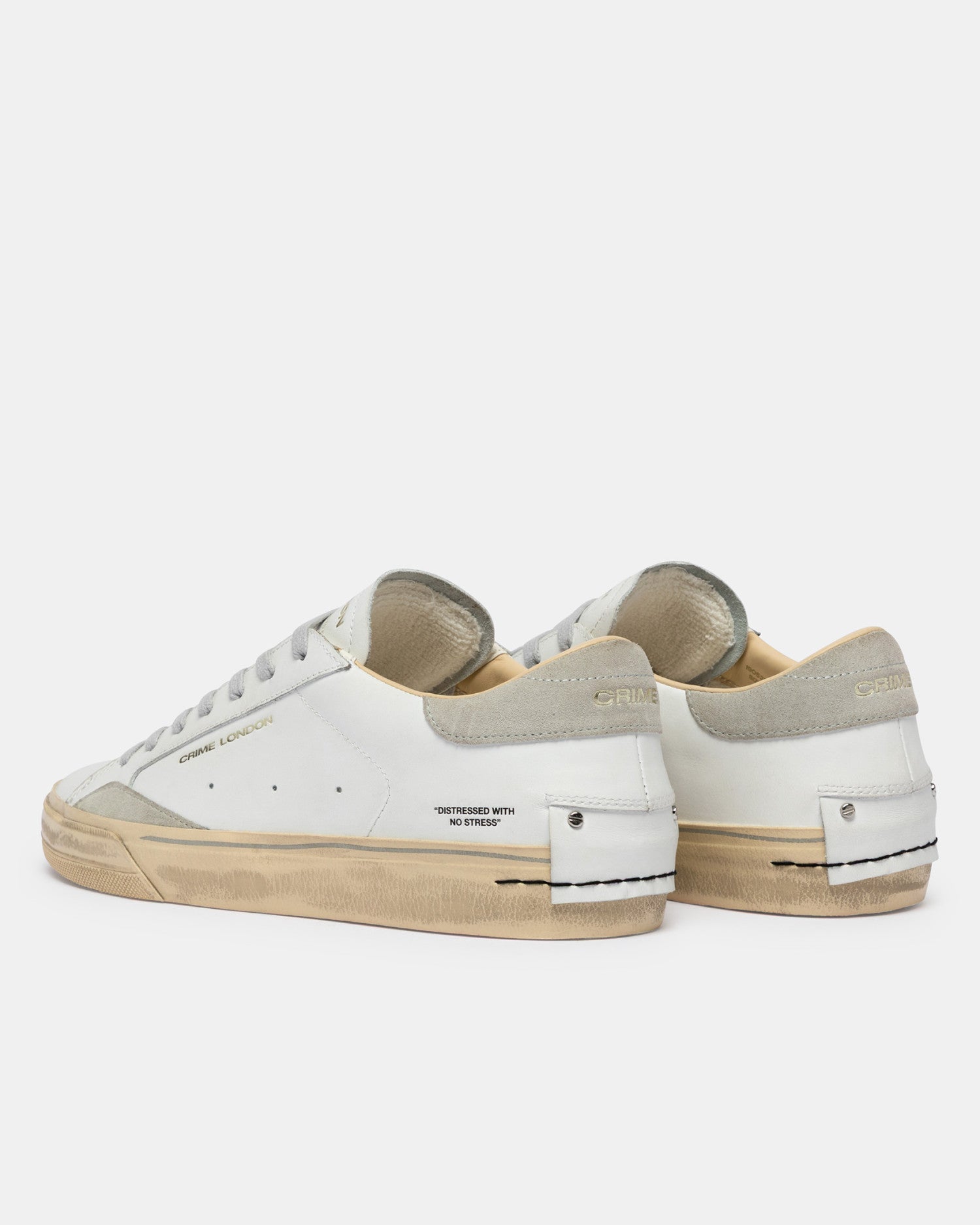 Crime london sneakers uomo in pelle modello distressed lo colore bianco