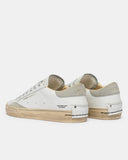 Crime london sneakers uomo in pelle modello distressed lo colore bianco