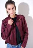 Kikisix camicia in suede con spilla color vino