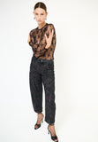 Kikisix jeans donna baloon stampa fiori nero