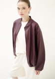 Kikisix bomber giacca in ecopelle over color vino