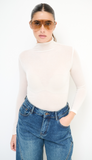 Kikisix maglia donna collo alto in viscosa misto cachemere panna