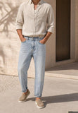 Pont Pont uomo jeans yellowstone cropped chiaro sporcato white, modello YELLOWSTONE-RATM51, colore CHIARO SPORCATO WHITE, idea look — Immagine parzialmente generata o modificata con AI