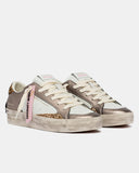 Crime london sneakers donna in pelle modello sk8 deluxe colore bianco marrone