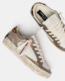 Crime london sneakers donna in pelle modello sk8 deluxe colore bianco marrone