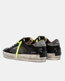 Crime London Sneakers Uomo bassa nero grigio 2 lacci grigio e giallo