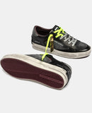 Crime London Sneakers Uomo bassa nero grigio 2 lacci grigio e giallo
