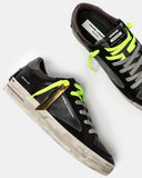 Crime London Sneakers Uomo bassa nero grigio 2 lacci grigio e giallo