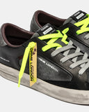 Crime London Sneakers Uomo bassa nero grigio 2 lacci grigio e giallo