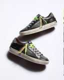 Crime London Sneakers Uomo bassa nero grigio 2 lacci grigio e giallo
