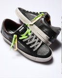 Crime London Sneakers Uomo bassa nero grigio 2 lacci grigio e giallo