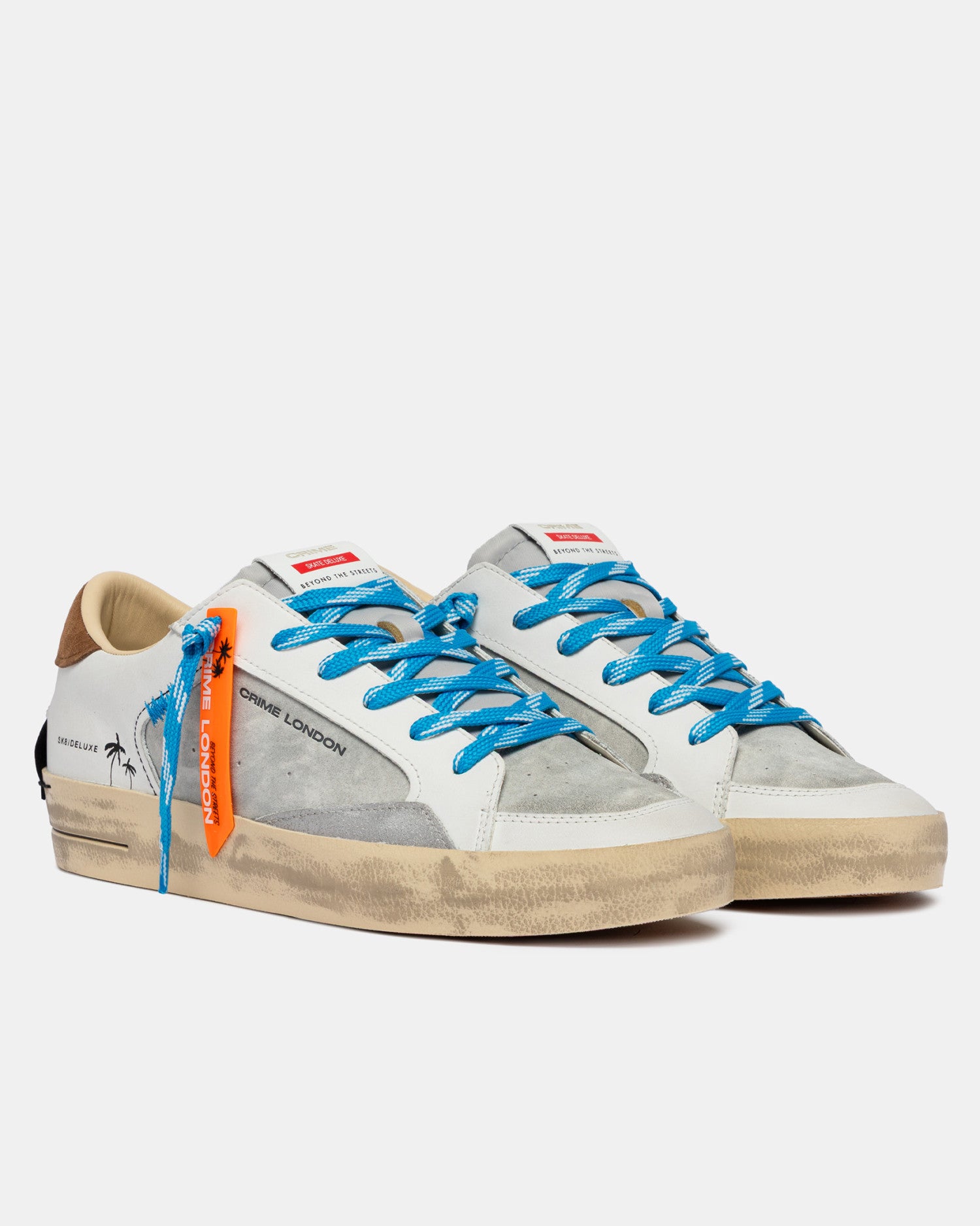 Crime london sneakers uomo in pelle modello sk8 deluxe colore grigio