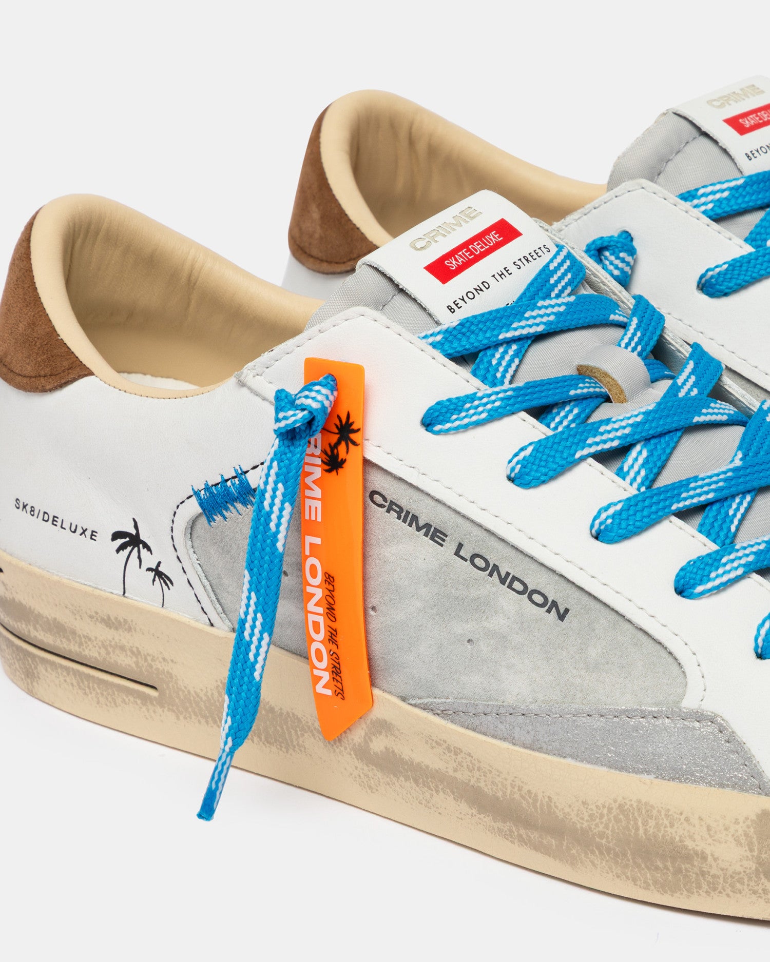 Crime london sneakers uomo in pelle modello sk8 deluxe colore grigio