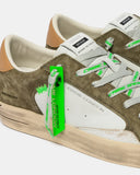 Crime london sneakers uomo in pelle modello sk8 deluxe colore verde