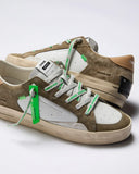 Crime london sneakers uomo in pelle modello sk8 deluxe colore verde