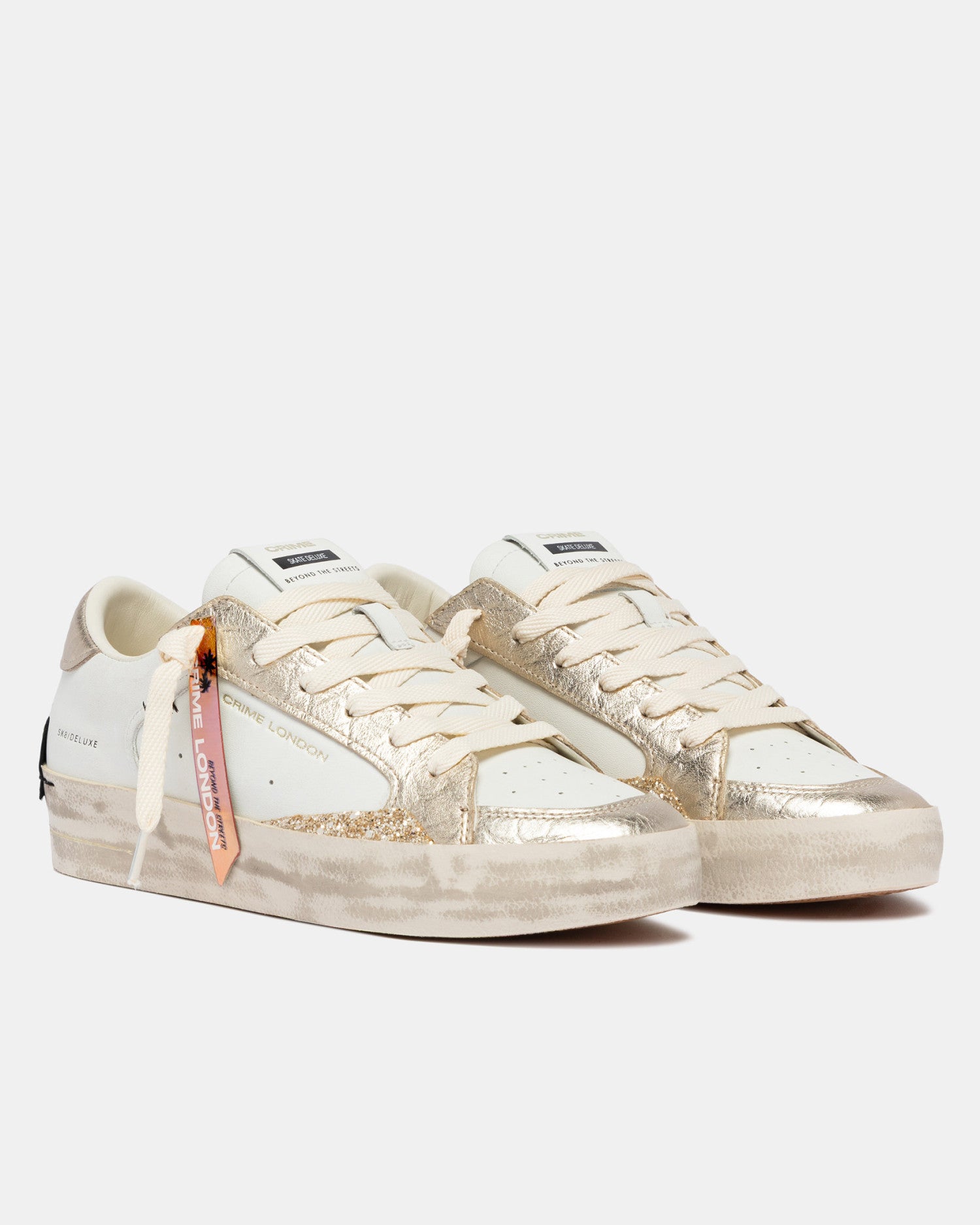Crime london sneakers donna in pelle sk8 deluxe colore bianco