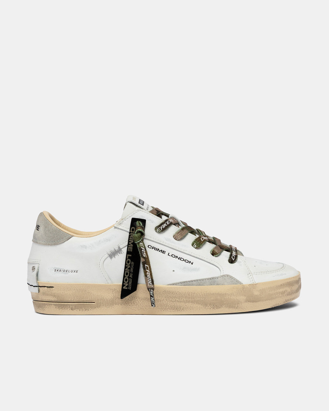 Crime london sneakers uomo in pelle sk8 deluxe colore bianco